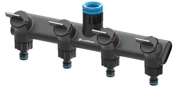waterverdeler Ideal Line Plus 4-weg 3/4&quot;-1&quot; zwart