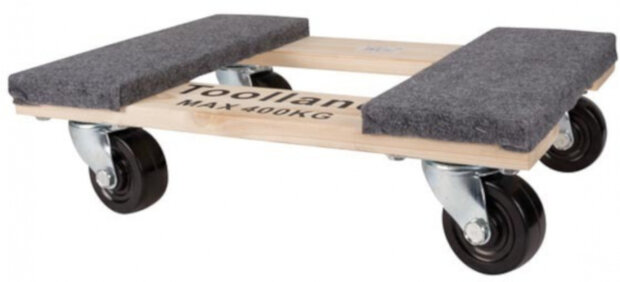 meubelroller 46 x 32 cm hout/vilt/rubber naturel