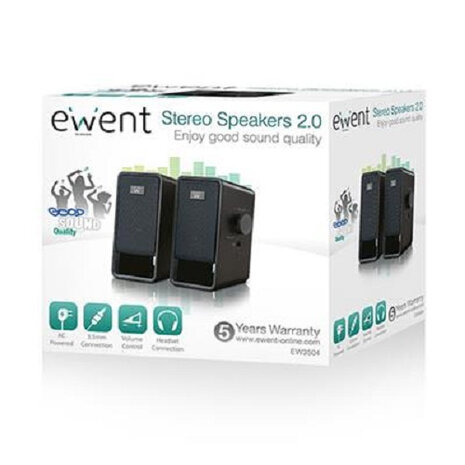 luidspreker Stereo 2.0 7 x 13,5 cm zwart