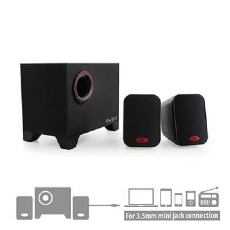 luidspreker Stereo 2.1 met subwoofer 180 Hz 15 W zwart
