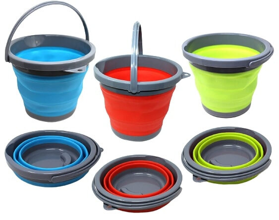 emmer opvouwbaar 5 liter polypropyleen blauw 3 stuks