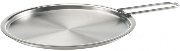 pannendeksel met handvat 16 cm RVS zilver