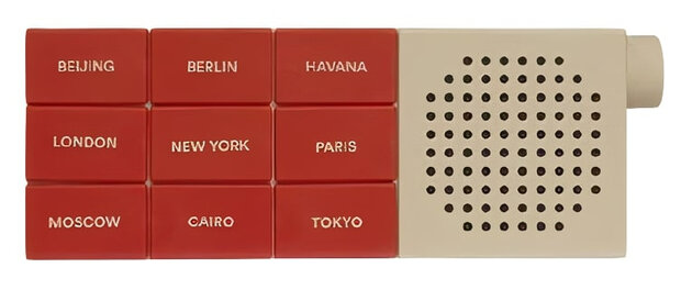 radio The City 21 x 7,5 cm rood/beige