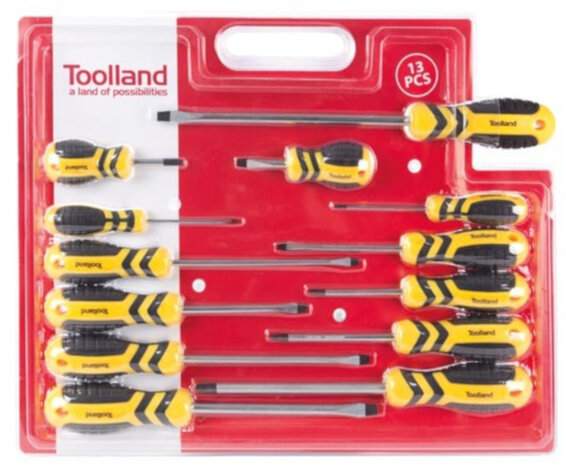 schroevendraaierset staal/rubber zwart/geel 13-delig