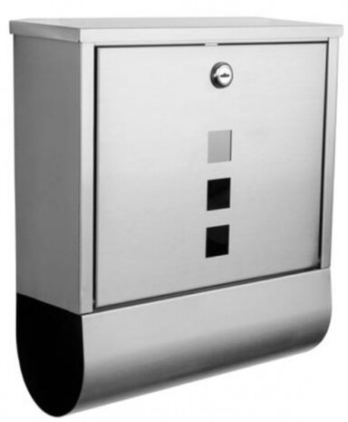 brievenbus Torino 31 x 33,5 cm RVS zilver