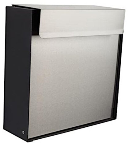 brievenbus Palermo 35 x 35 cm RVS zilver/zwart