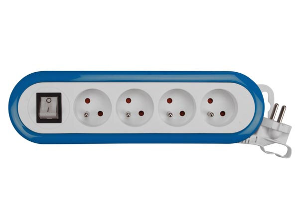 stekkerdoos 4-voudig 3680W 32 x 7 cm blauw/wit