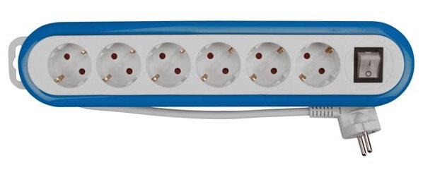 stekkerdoos 4-voudig 3680W 32 x 7 cm wit/blauw