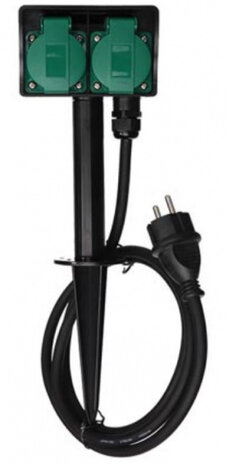 stekkerdoos IP44 2-voudig 3680W zwart/groen