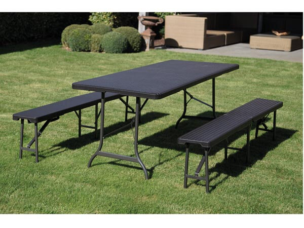 vouwbank Rotanlook 183 x 43 cm polyetheen/staal zwart