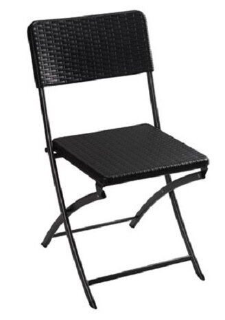 klapstoel Rotanlook 55,5 x 80,5 cm polyetheen/staal zwart