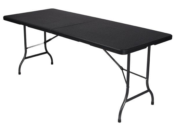 vouwtafel Rotanlook 180 x 75 cm polyetheen/staal zwart