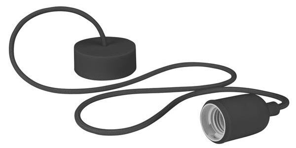 hanglamp 100 cm E27 siliconen/textiel zwart