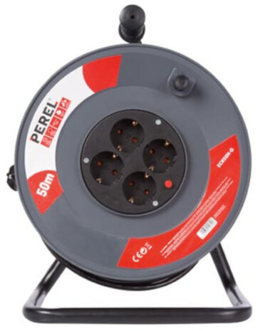 kabelhaspel 50 meter rubber grijs/zwart