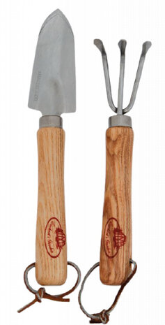 tuingereedschapset RVS/hout bruin 2-delig