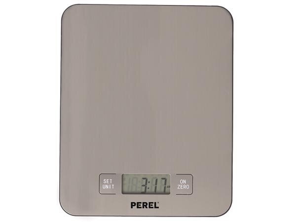 keukenweegschaal digitaal 17,6 x 21,6 cm RVS/ABS zilver