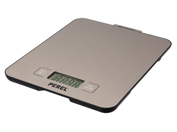 keukenweegschaal digitaal 17,6 x 21,6 cm RVS/ABS zilver