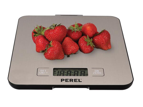 keukenweegschaal digitaal 17,6 x 21,6 cm RVS/ABS zilver