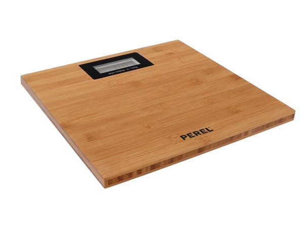 personenweegschaal digitaal 28 x 29 cm ABS/bamboe bruin