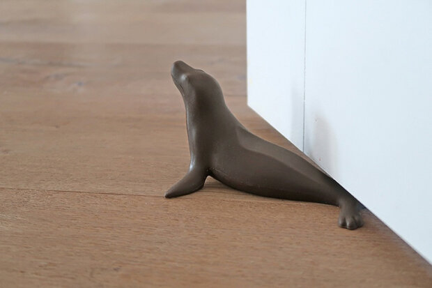 deurstopper The Zoo 14 cm siliconen bruin