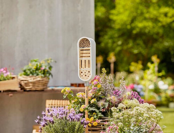 insectenhotel ClickUp! 12,7 x 36 cm hout wit/beige