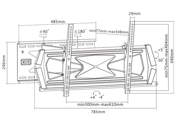 muurbeugel televisie 117-178 cm staal zwart