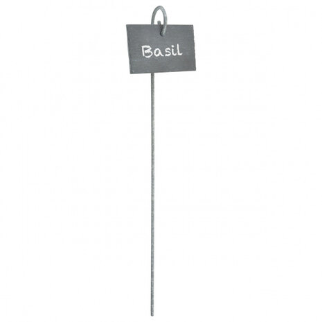 plantenlabel op pin 36 cm staal/leisteen grijs