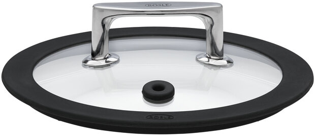 pannendeksel Silence 28 cm glas/RVS transparant/zwart