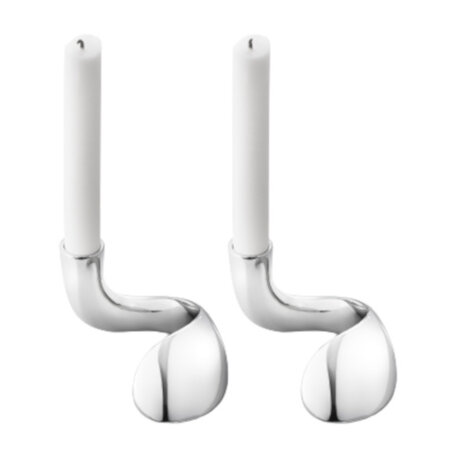 kaarsenstandaarden Bloom 18,9 cm RVS zilver 2 stuks