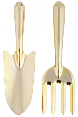 tuingereedschapset 8 x 27,8 cm staal goud