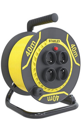 haspel 40 meter 16A type E 4-voudig PVC zwart/geel