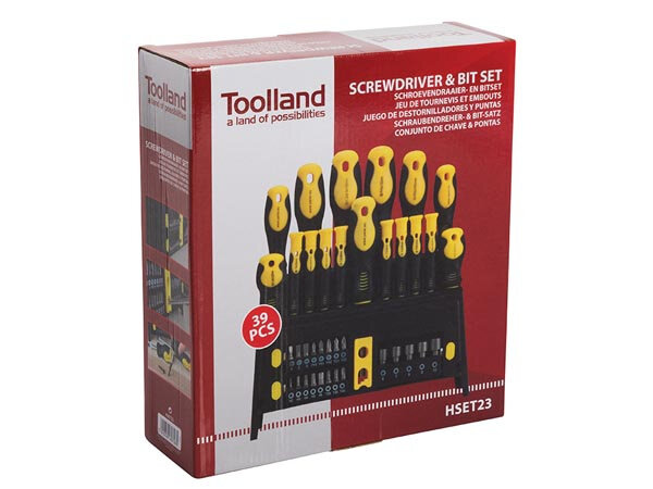 schroevendraaier- en bitset RVS geel/zwart 39 stuks