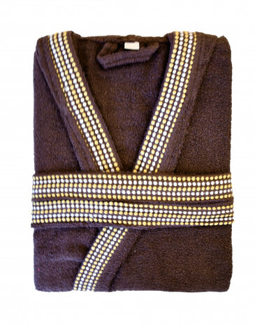 badjas Tribal Step polykatoen donkerbruin maat M