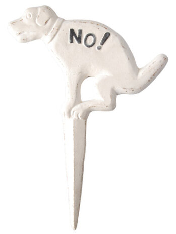 tuinbordje No! 23,8 x 33,3 cm gietijzer wit