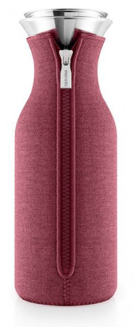 karaf met hoes 1 liter 20,5 cm glas/RVS/silicone rood