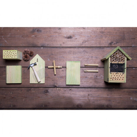 insectenhotel DIY junior 27 cm hout/staal bruin