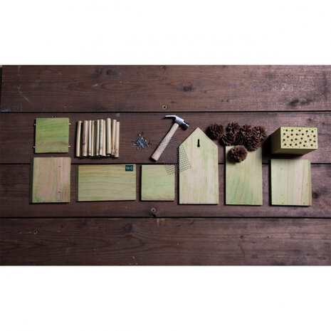 insectenhotel DIY junior 27 cm hout/staal bruin