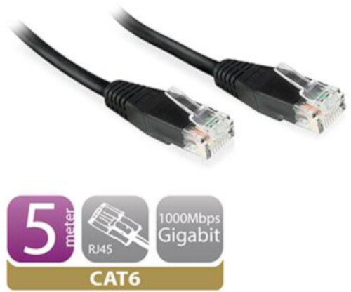netwerkkabel UTP Cat6 RJ45 5 meter koper zwart