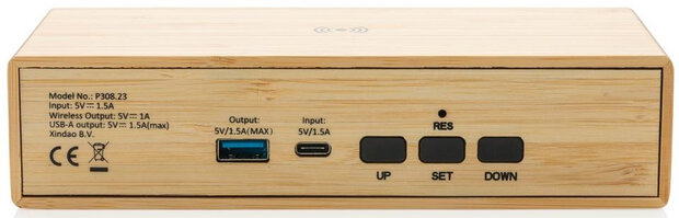 wekker oplader 17 cm 5W bamboe naturel
