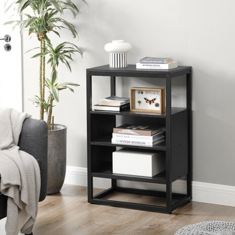 wandkast 55 x 35 x 85 cm metaal/hout donkergrijs