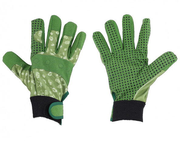 tuinhandschoenen Bloem microvezel donkergroen maat M