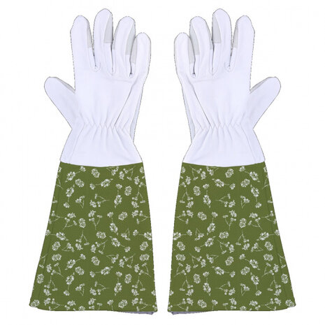 tuinhandschoenen manchet canvas/leer groen maat M