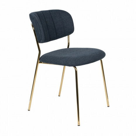 eetkamerstoel Jolien 79 x 56,5 x 49 cm donkerblauw/goud
