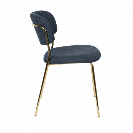 eetkamerstoel Jolien 79 x 56,5 x 49 cm donkerblauw/goud