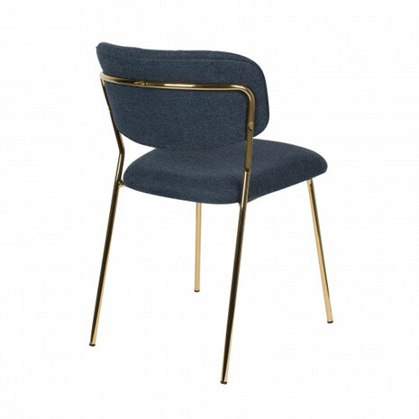 eetkamerstoel Jolien 79 x 56,5 x 49 cm donkerblauw/goud