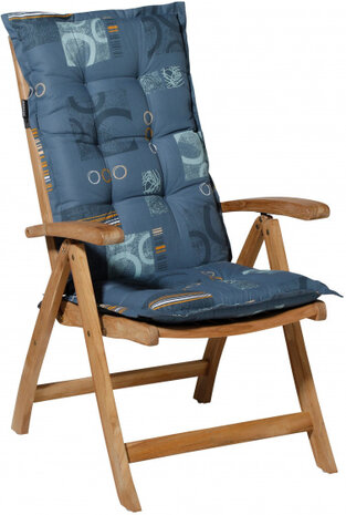 tuinstoelkussen Bob 123 x 50 x 7 cm polykatoen blauw