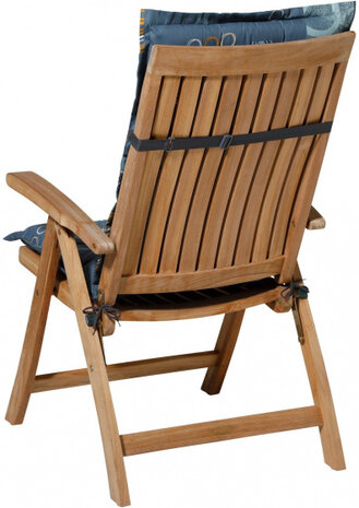 tuinstoelkussen Bob 123 x 50 x 7 cm polykatoen blauw
