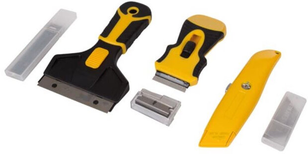 snijgereedschap set 15,3 cm staal zwart/geel 6-delig
