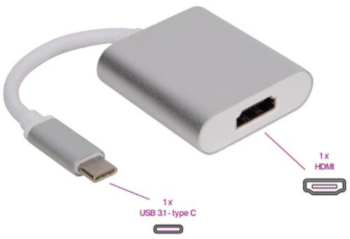 USB-adapter 3.1 type C - Hdmi vrouwelijk 20 cm wit