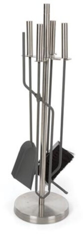 haardset 63 cm RVS grijs 4-delig
